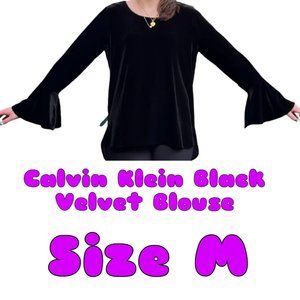 Clothing - Calvin Klein Black Velvet Blouse Size M